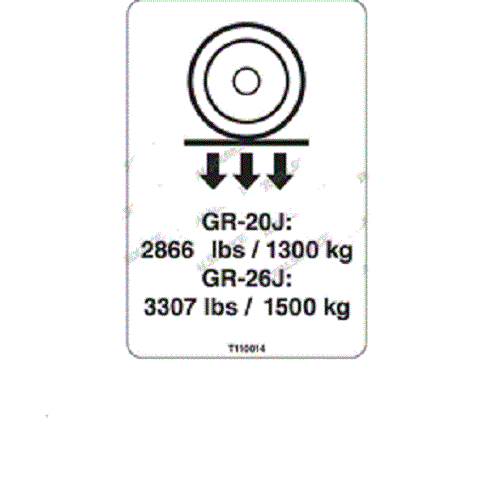 FOR GENIE GR-26J - DECAL-LABEL-WHEEL LOAD GRJ  T110014GT