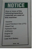 FOR GENIE GR-8 -  DECAL - NOTICE HAZARDOUS MATL  28164