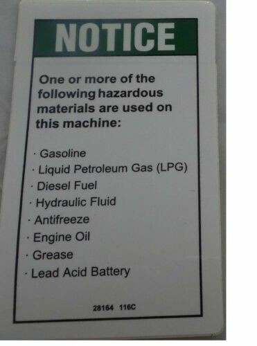 FOR GENIE GR-8 -  DECAL - NOTICE HAZARDOUS MATL  28164