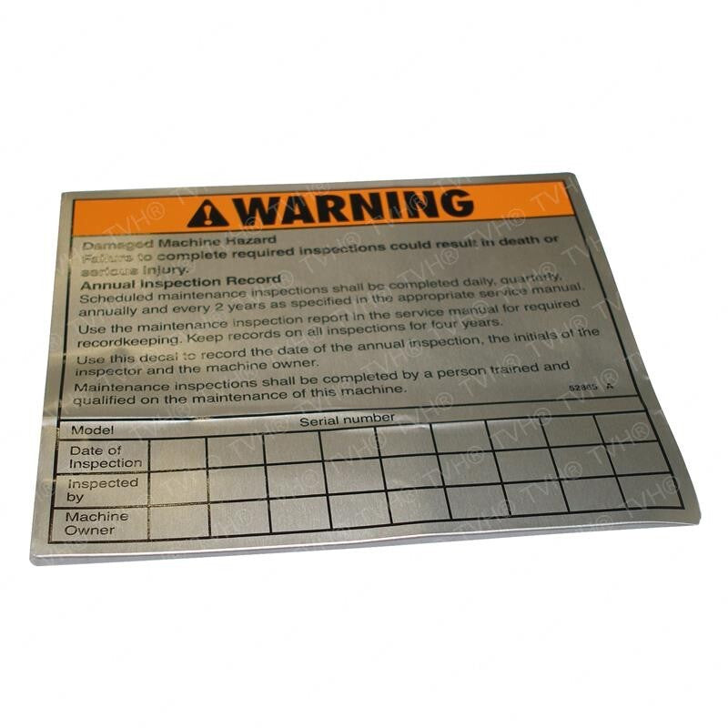 FOR GENIE GRC-12 DECAL - ANNUAL INSPECT RECORD 52865 52865GT
