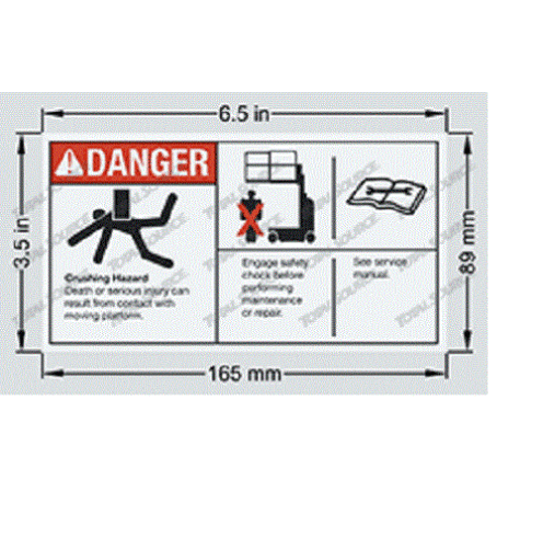 FOR Genie GR-20j -  DECAL - CRUSH HAZARDUSE SAFETY  133092GT