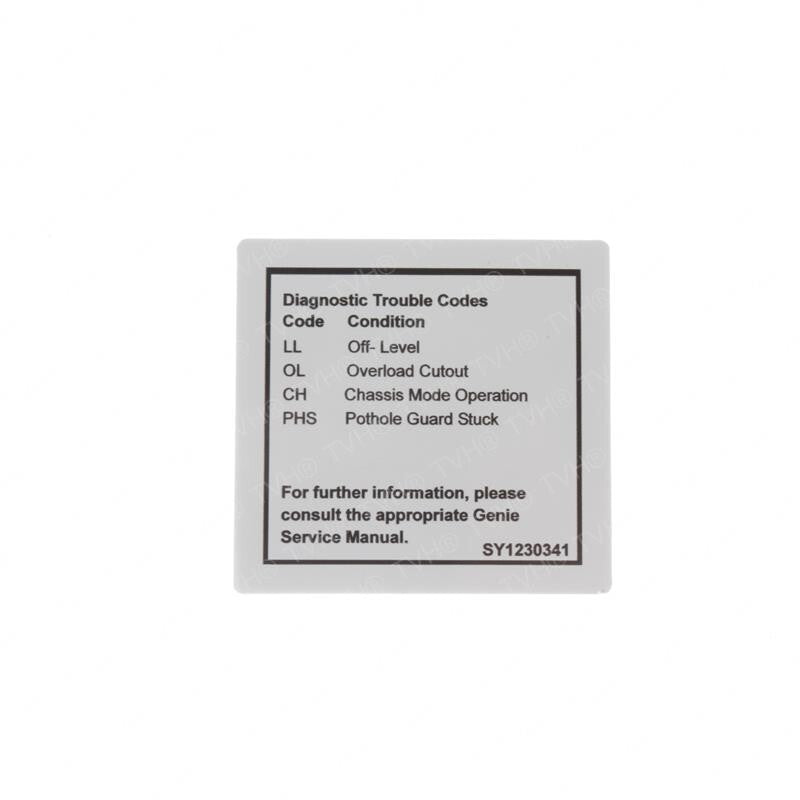 FOR GENIE GRC-12 DECAL - DIAG CODES 133596 133596GT