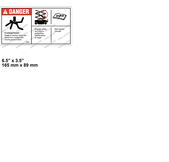 FOR GENIE 82561, 82561GT DANGER SAFETY ARM DECAL