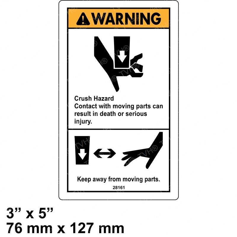 FOR GENIE GRC-12 DECAL - WARN CRUSH HAZARD HAND 28161 28161GT