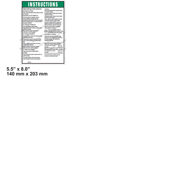 FOR GENIE OPERATING INSTUCTIONS GEN 5 GS-46 DECAL 1000143, 1000143GT