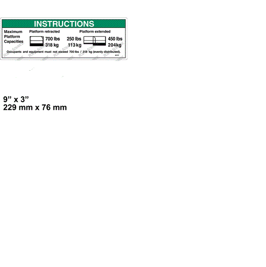 FOR GENIE 82727 DECAL - MAX LOAD 700LBS