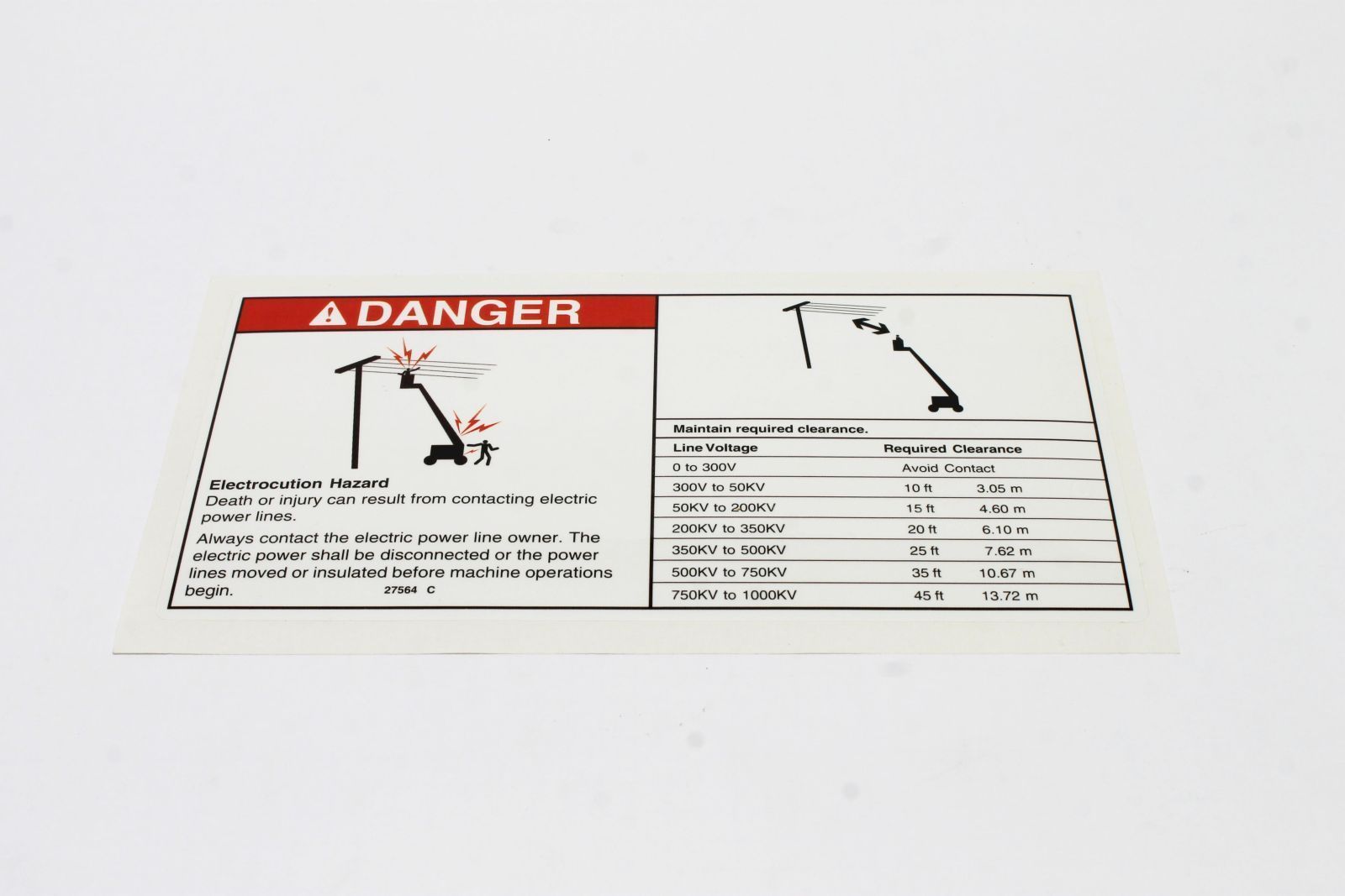 FOR GENIE Z-20/8 DECAL, DANGER GENERAL SAFETY 27564