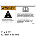 FOR GENIE GRC-12 DECAL - WARN FAILURE READ MANUAL 28236 28236GT