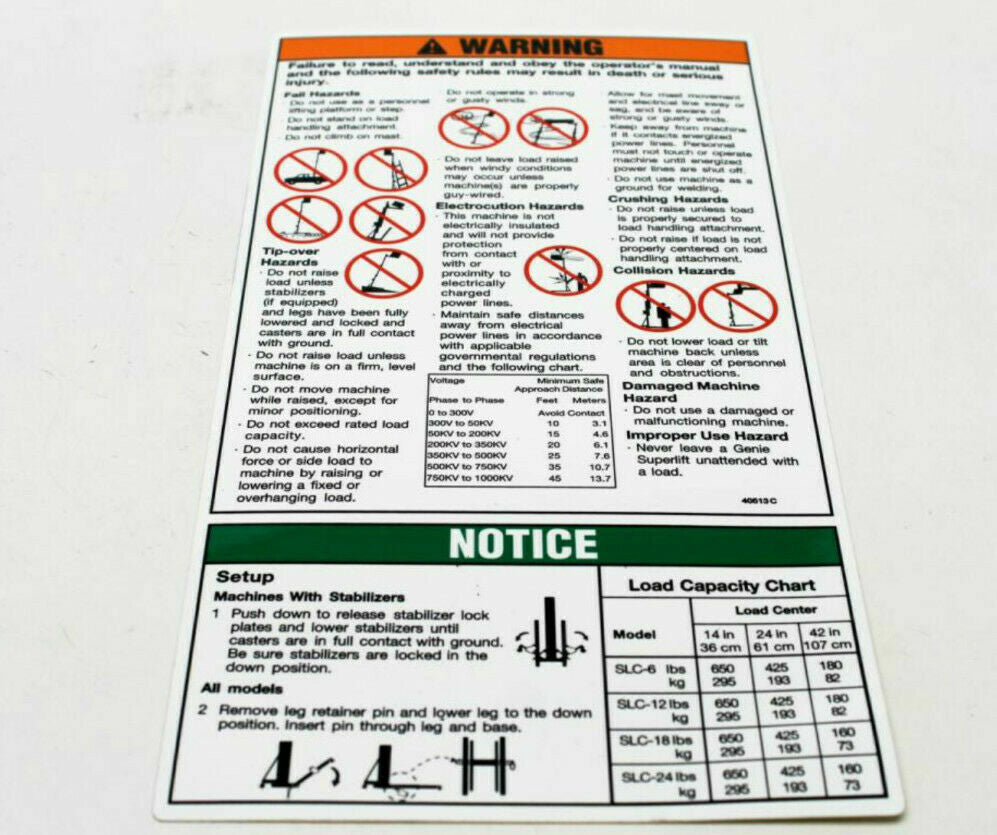 FOR GENIE 40513GT, 40513, DECAL - WARNING/SAFETY