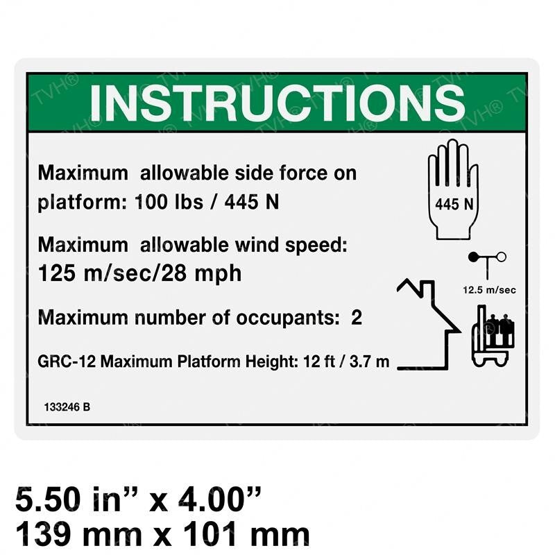 FOR GENIE GRC-12 DECAL SIDE FORCE 100 GRC ANSI 133246 133246GT