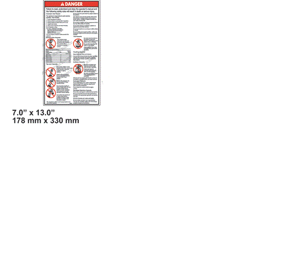 FOR GENIE  DANGER GENERAL SAFETY DECAL 43091, 43091GT