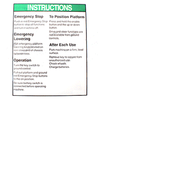 FOR GENIE GR-15 INSTRUCTIONS DECAL (OPERATION) (GCP) Part # 133586