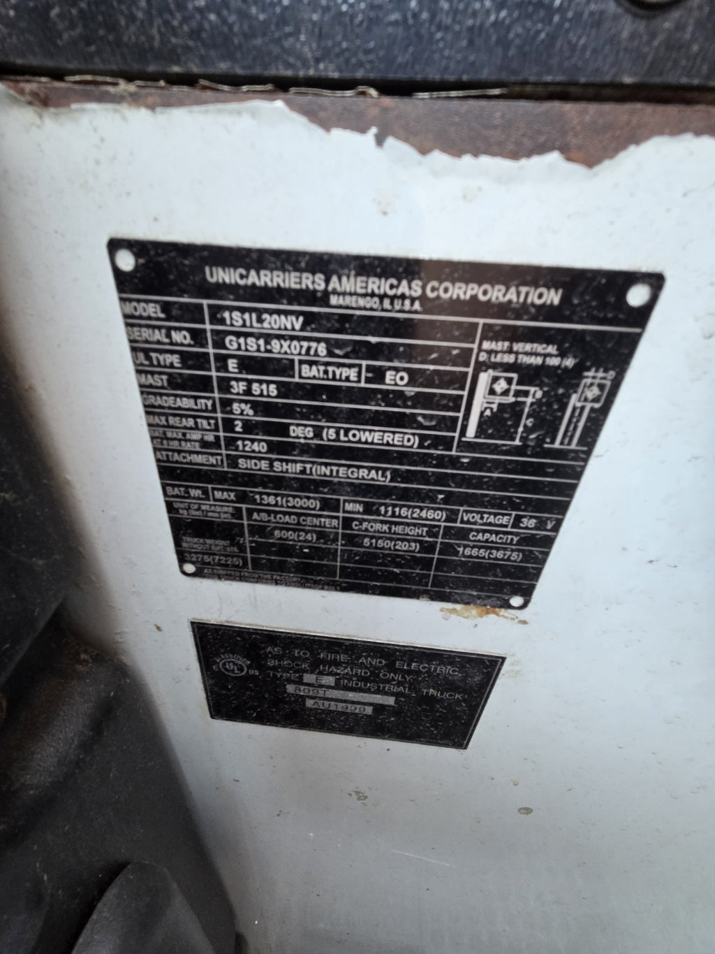 UniCarriers 1S1L20NV Electric Forklift