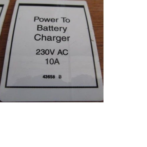 FOR GENIE GR-12 DECAL, LABEL (POWER TO CHARGER) (230V) 43658