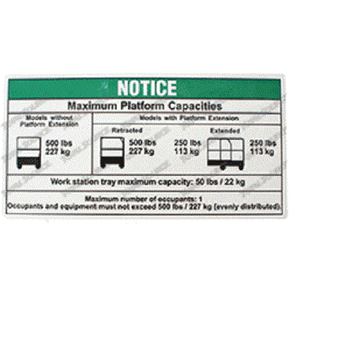 FOR GENIE GR-8 -  DECAL MAXIMUM CAPACITY GR  72153