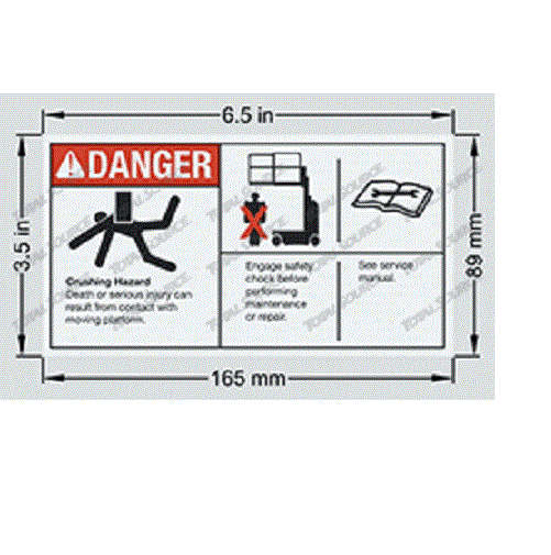 FOR GENIE GR-26J -  DECAL - CRUSH HAZARDUSE SAFETY  133092GT