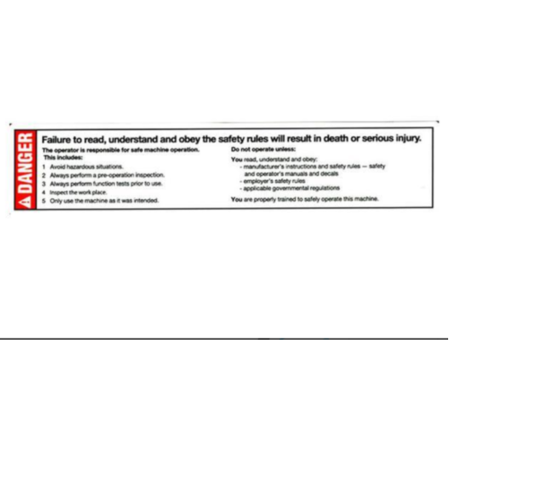 FOR GENIE 72853, 72853GT DECAL - DANGER IMPROPER USE HAZARD