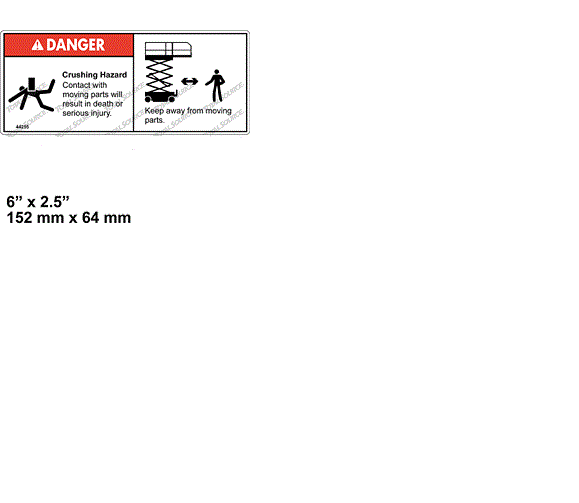 FOR GENIE DANGER CRUSHING HAZARD DECAL 44255, 44255GT