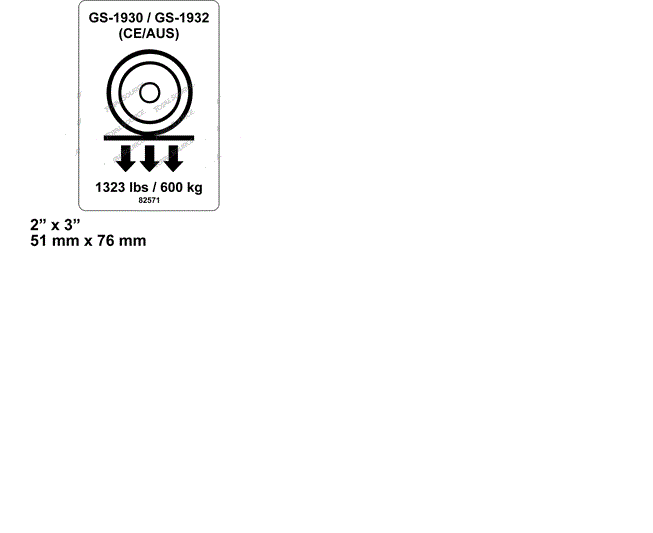 FOR GENIE WHEEL LOAD DECAL 82571, 82571GT