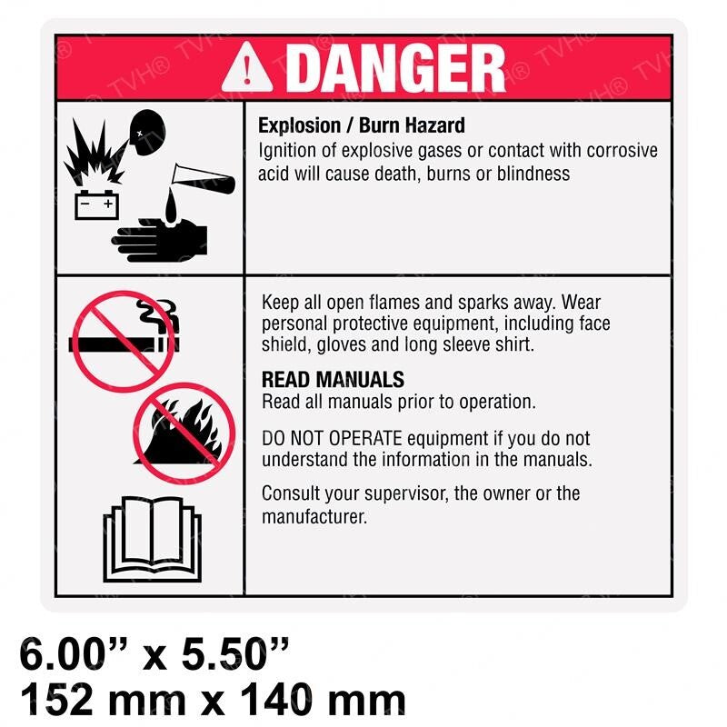 FOR GENIE GRC-12 DECAL - DANGER BATTERY SAFETY 31788 31788GT