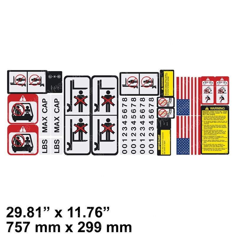Forklift decal Universal Safety decal kit Part # SY1711
