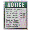 FOR GENIE GR-8 -   DECAL - TIRE SPECS  72156
