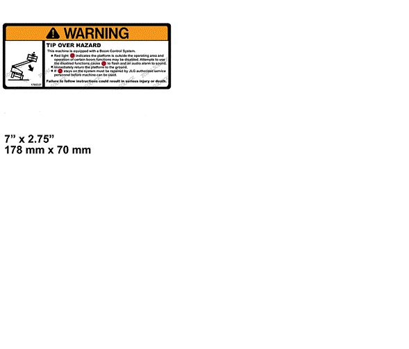 FOR JLG TIP-OVER HAZARD DECAL 1705337