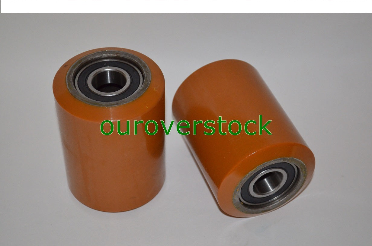 A Pair of Brand New Pallet Jack Poly Load Wheels With Bearings 3.25"D x 4.50"W