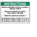 FOR GENIE GR-8 -  DECAL - MAX LOAD 100 LBS  72171