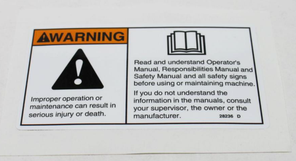 FOR GENIE GR-12 DECAL, WARNING - (IMPROPER OPERATION) 28236