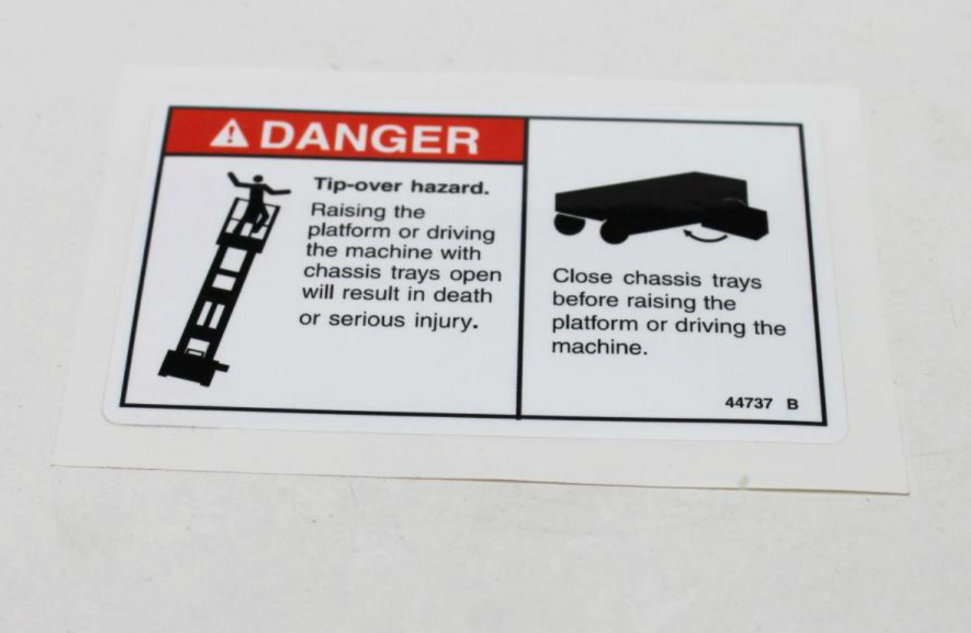 FOR GENIE Z-20/8 DECAL, DANGER GENERAL SAFETY - TIP OVER TRAYS 44737