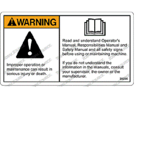 FOR GENIE GR-26J - DECAL - WARN FAILURE READ MANUAL  28236GT