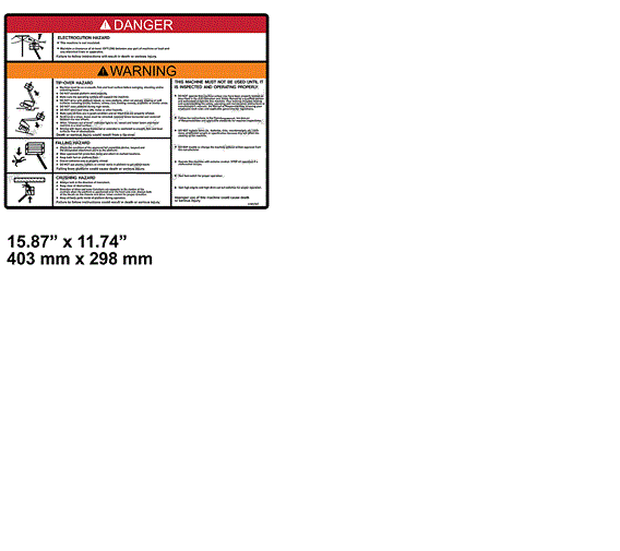 for JLG WARNING/DANGER PLAT DECAL 1703797