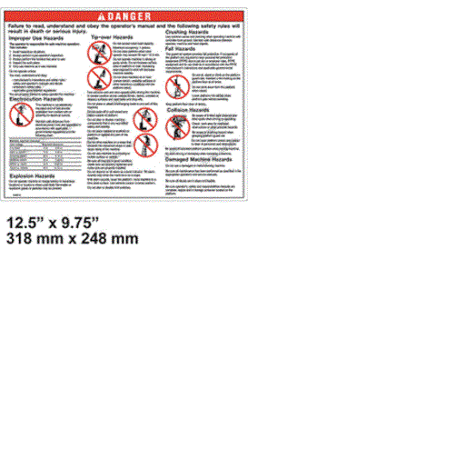 FOR Genie GR-20  DECAL - USER HAZARD  133014