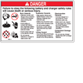 FOR GENIE GR-8 -  DECAL - DANGER BATTERY SAFETY  46262