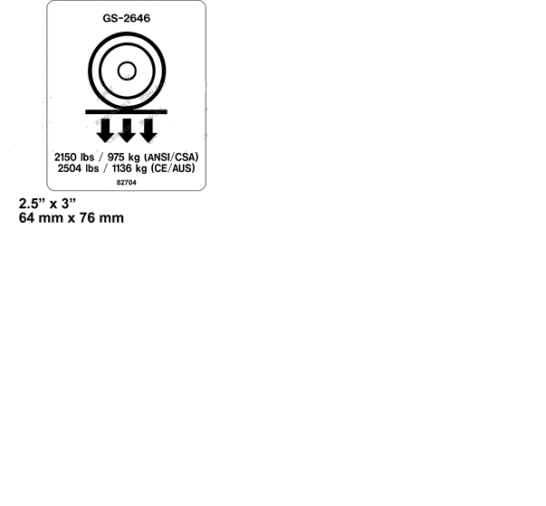 FOR GENIE 82704, 82704GT DECAL - WHEEL LOAD 2646