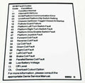 FOR GENIE GR-15 LABEL DECALS (FAULT CODES) Part # 65052