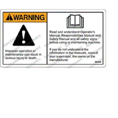 FOR Genie GR-20j -  DECAL - WARN FAILURE READ MANUAL  28236GT